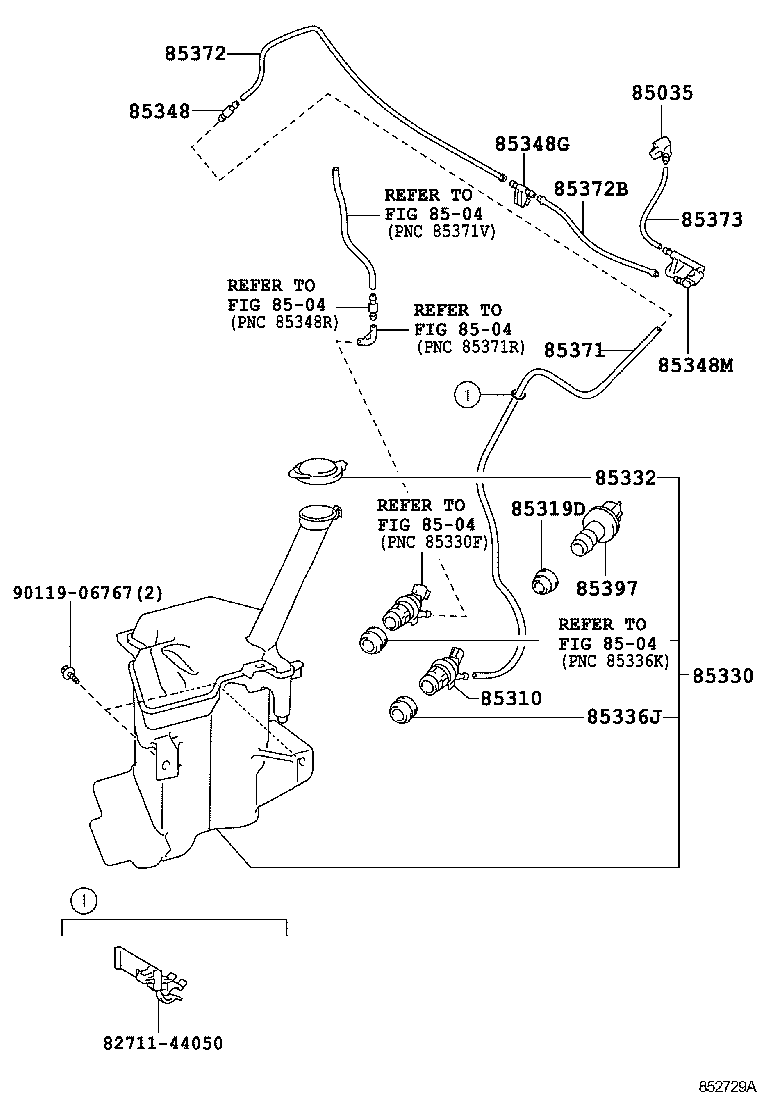 Toyota 85315-52340 JAR ASSY, WINDSHIELD WASHER
