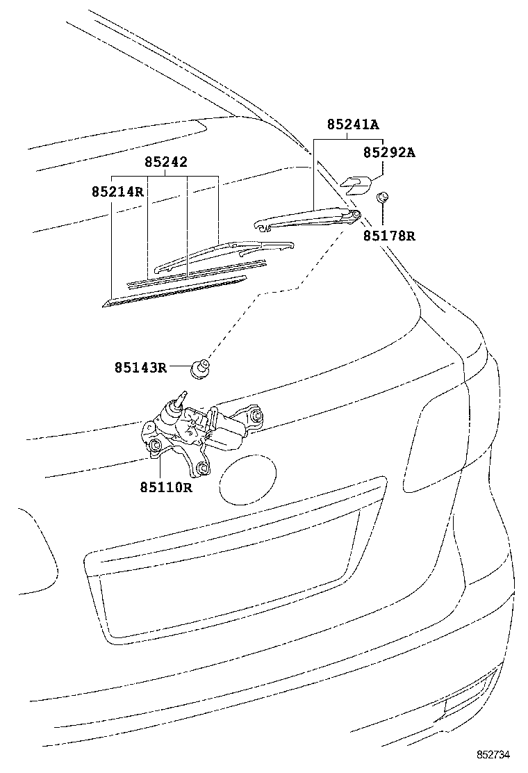 85214-05160 RUBBER, REAR WIPER product image