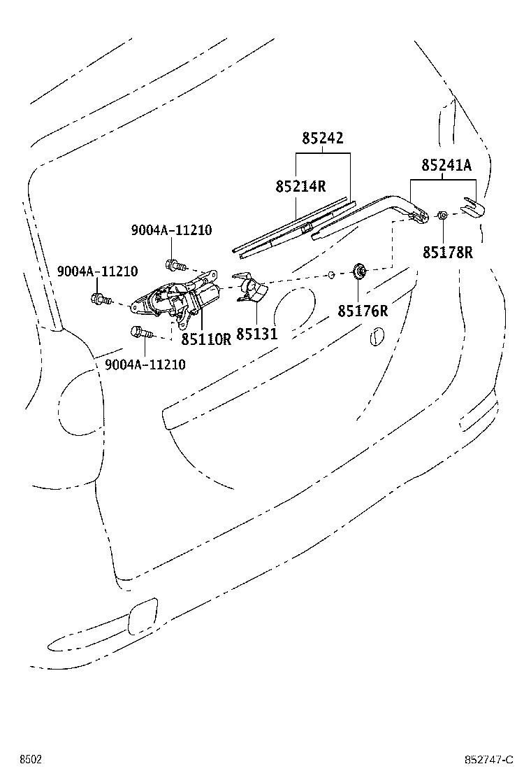Toyota 85242-BZ120 BLADE, RR WIPER