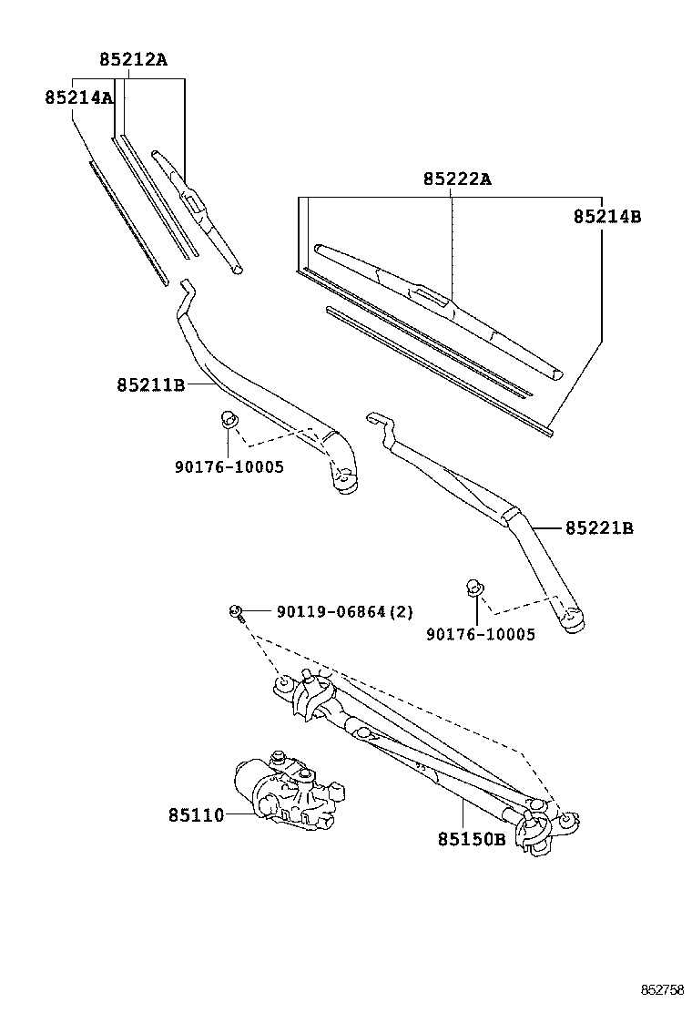 85110-06140 MOTOR ASSY, WINDSHIELD WIPER product image