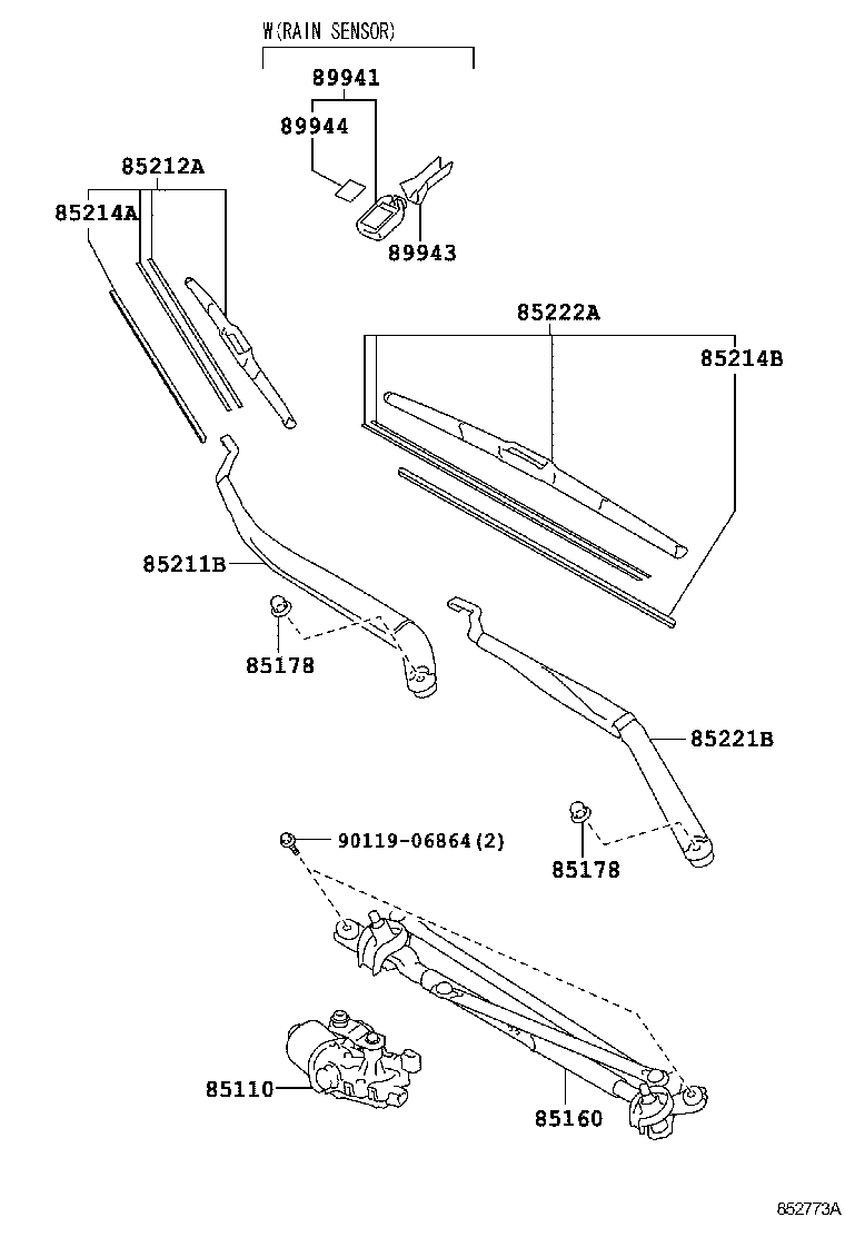 85110-06160 MOTOR ASSY, WINDSHIELD WIPER product image