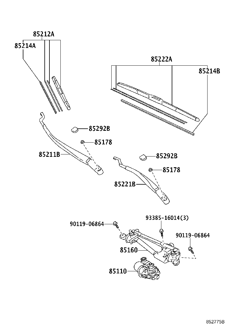 Toyota 85110-52680 MOTOR ASSY, WINDSHIELD WIPER