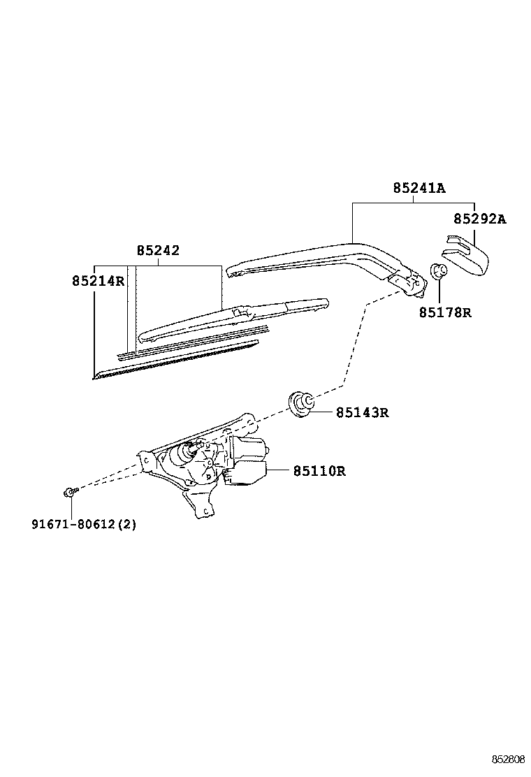 85241-52200 ARM, REAR WIPER product image