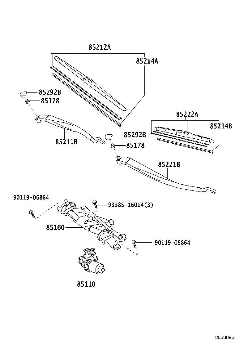 85110-52810 MOTOR ASSY, WINDSHIELD WIPER product image