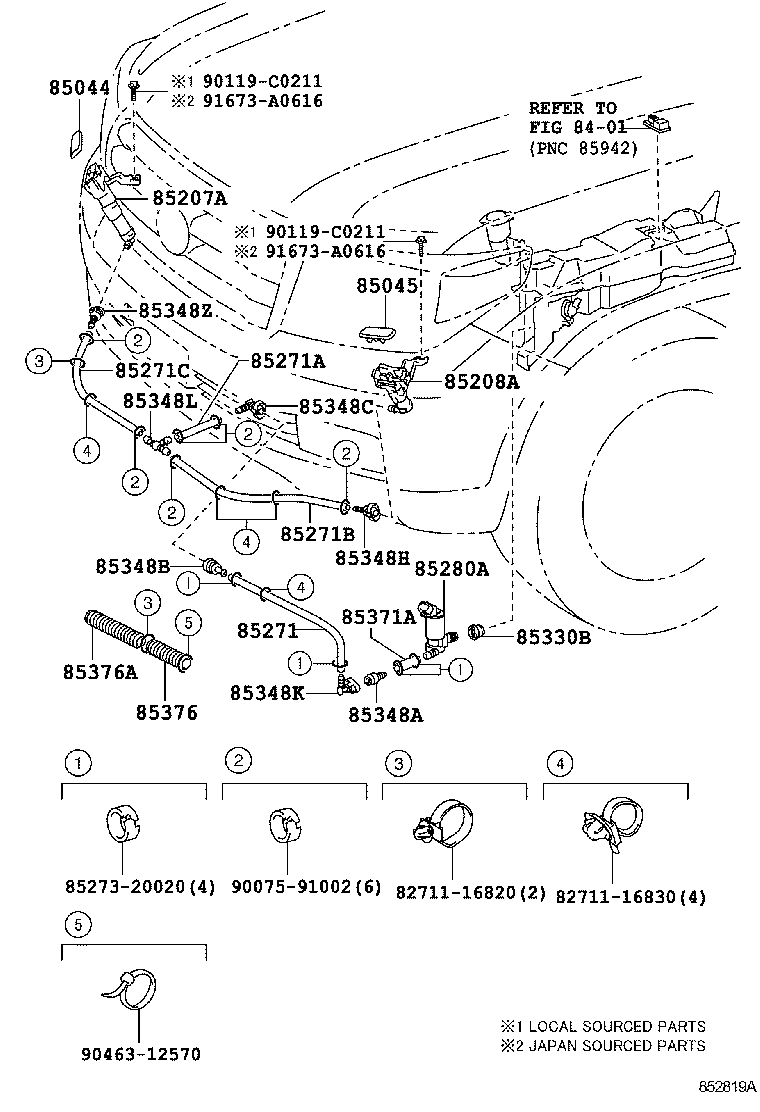 85353-60050-A2 NOZZLE SUB-ASSY, TYPE1 H/LAMP WASHER, RH product image