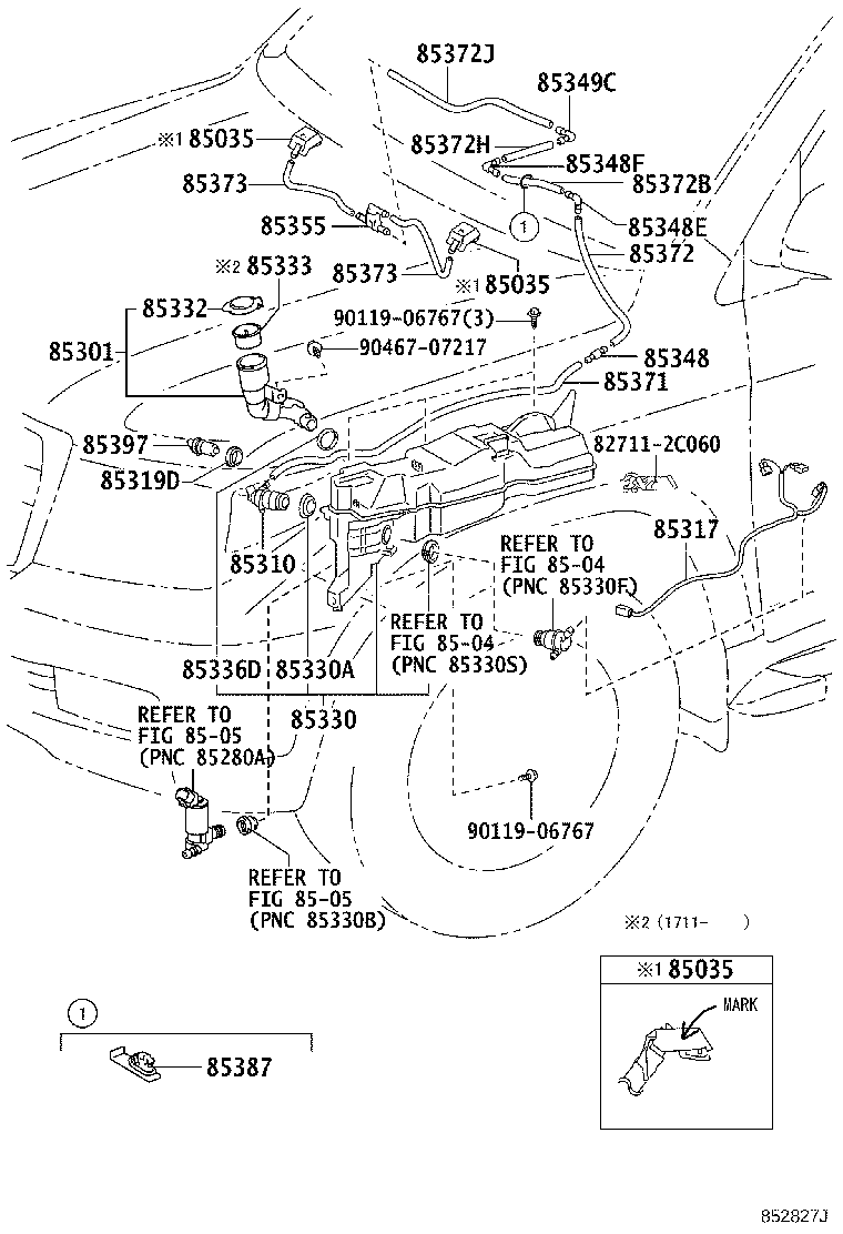 85380-60140 NOZZLE & HOSE ASSY, FR WASHER product image