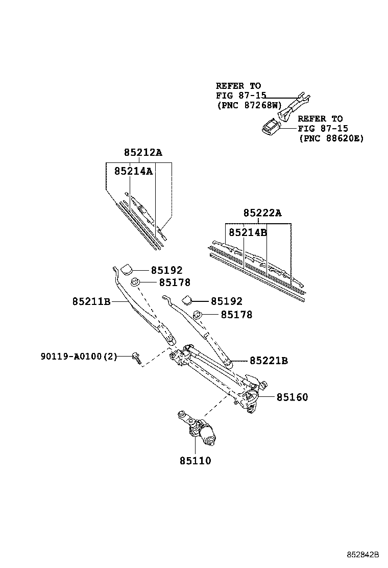 Toyota 85110-0R010 MOTOR ASSY, WINDSHIELD WIPER