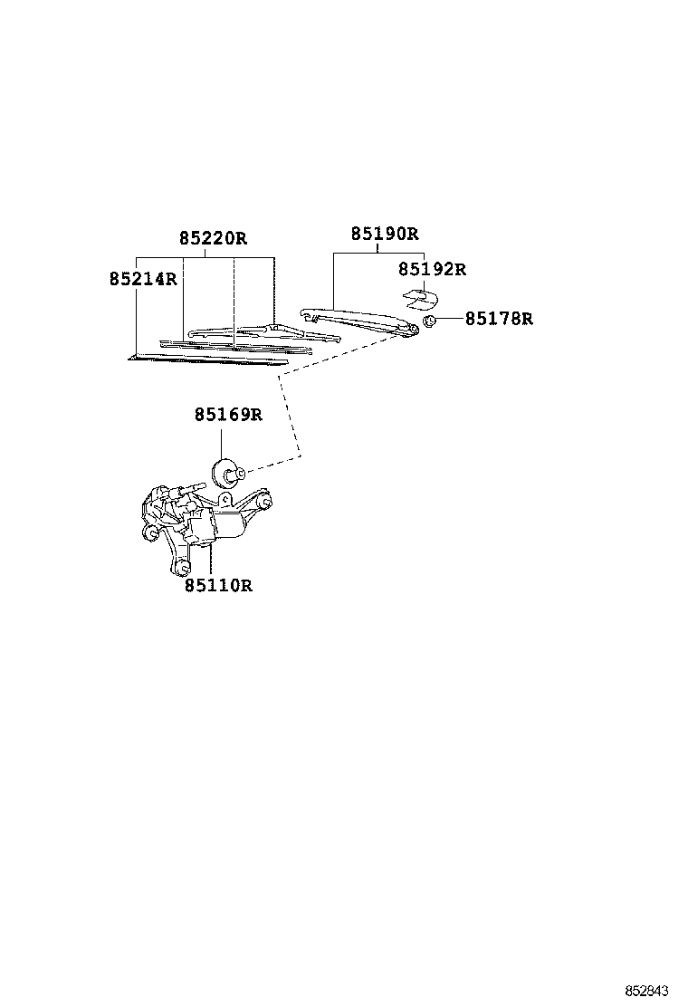 85130-0R010 MOTOR ASSY, REAR WIPER product image