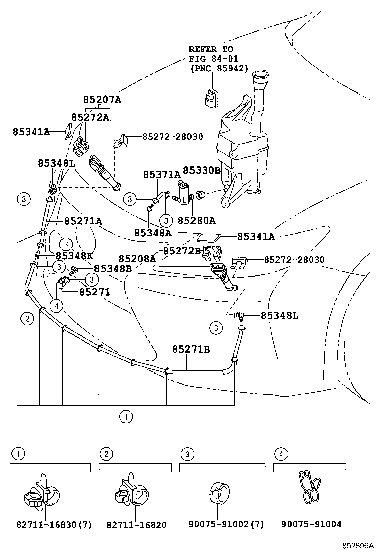 Toyota 85208-33090 ACTUATOR SUB-ASSY, HEADLAMP WASHER, LH