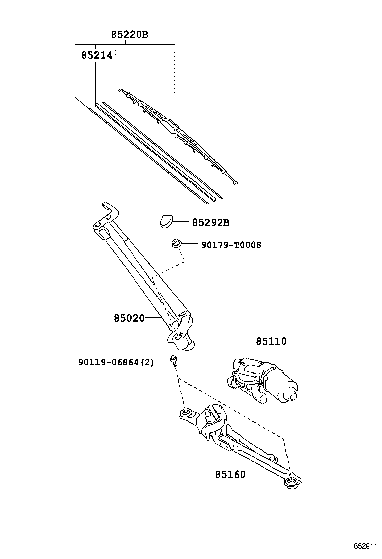 85110-0D170 MOTOR ASSY, WINDSHIELD WIPER product image