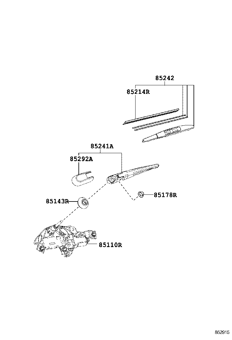 85241-12140 ARM, REAR WIPER product image