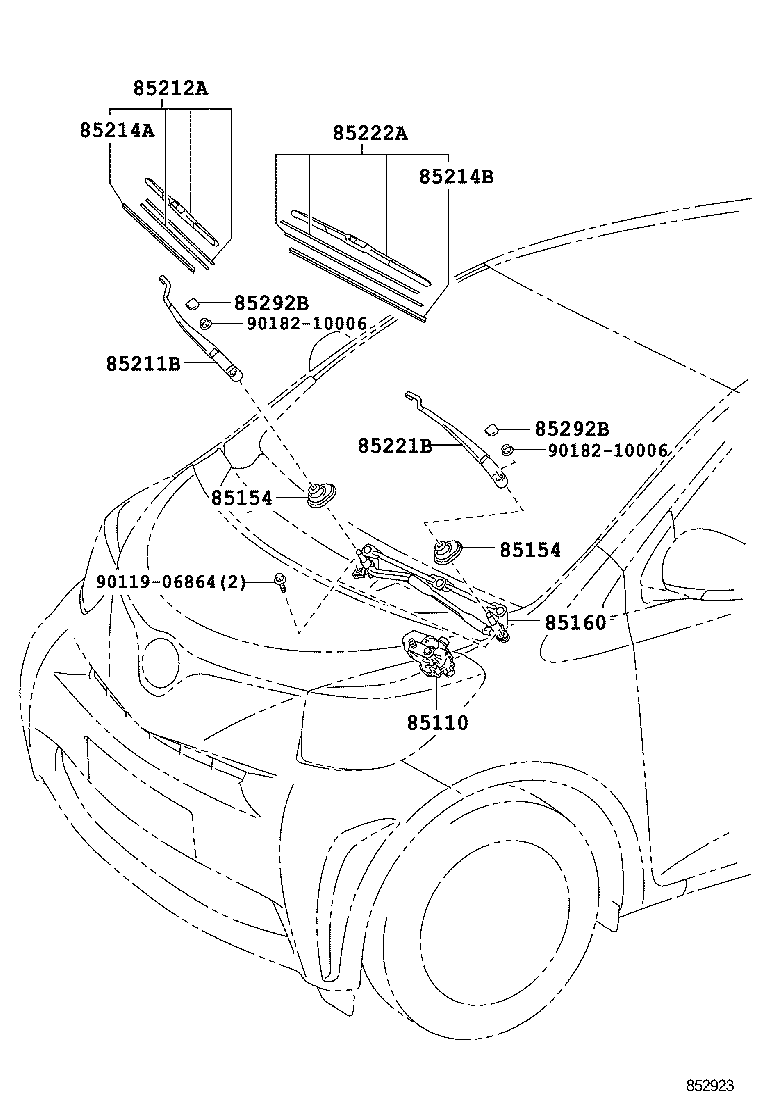 85214-30400 RUBBER, WIPER, RH product image