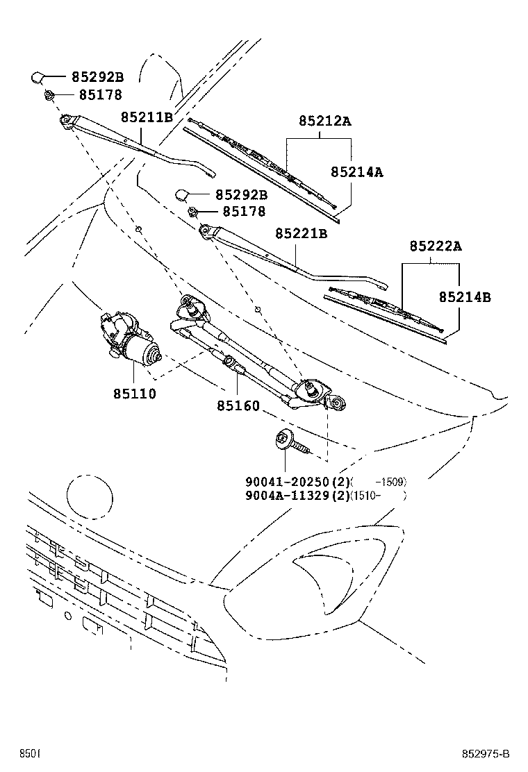 85221-BZ190 ARM, FRONT WIPER, RH product image