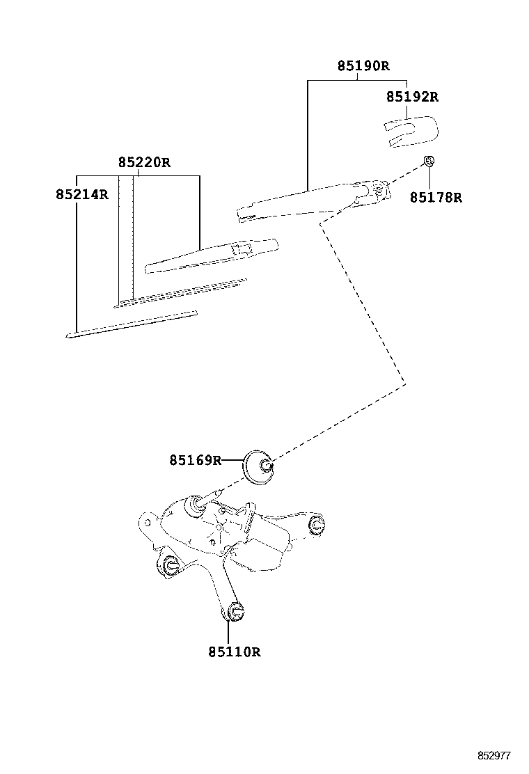 85241-42090 ARM ASSY, REAR WIPER product image