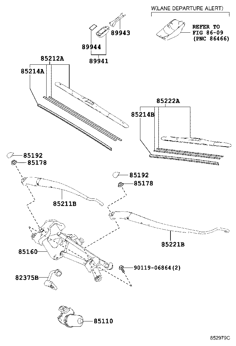 85211-42160 ARM, FRONT WIPER, RH product image