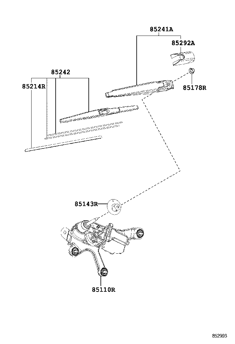 85130-0R030 MOTOR ASSY, REAR WIPER product image
