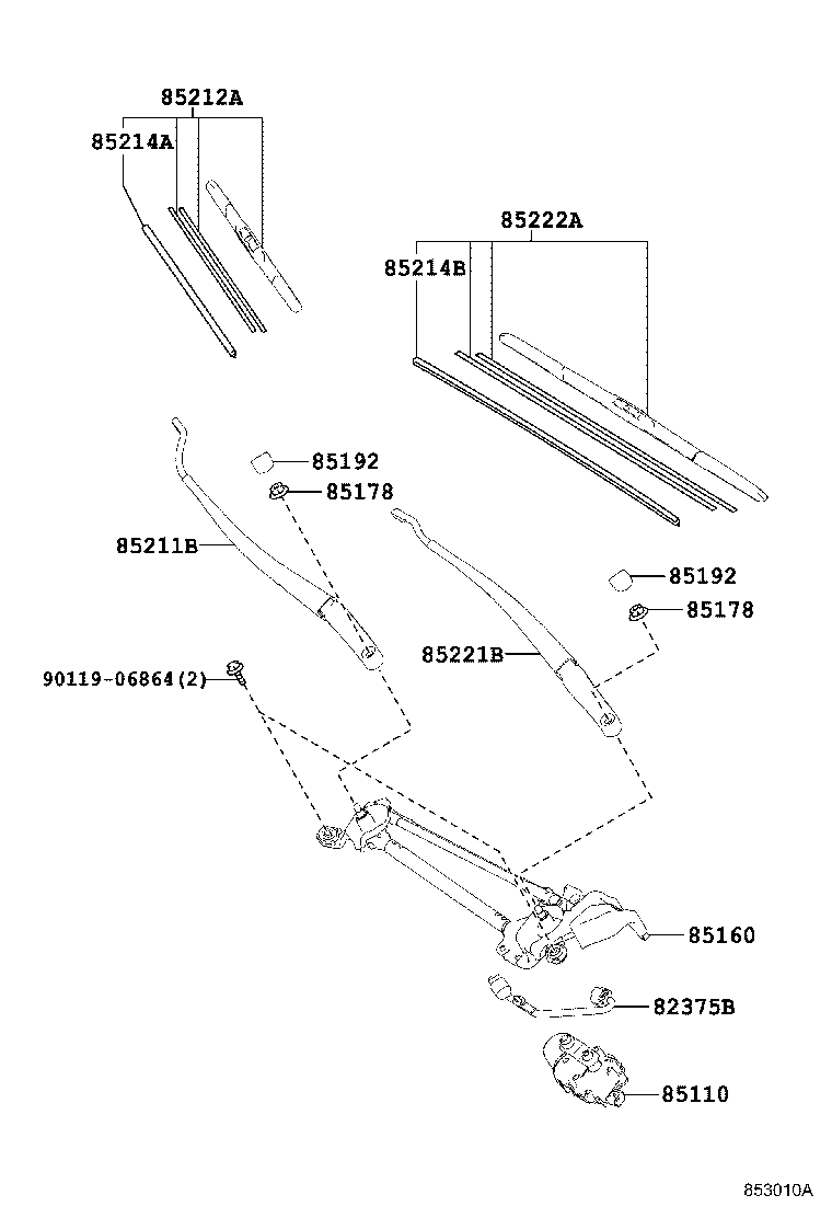 Toyota 85110-42190 MOTOR ASSY, WINDSHIELD WIPER