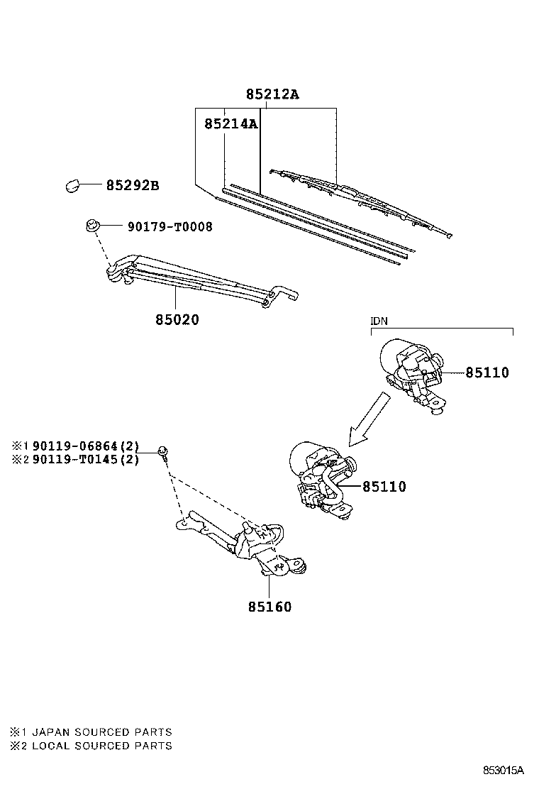85212-0D120 BLADE, FR WIPER, RH product image