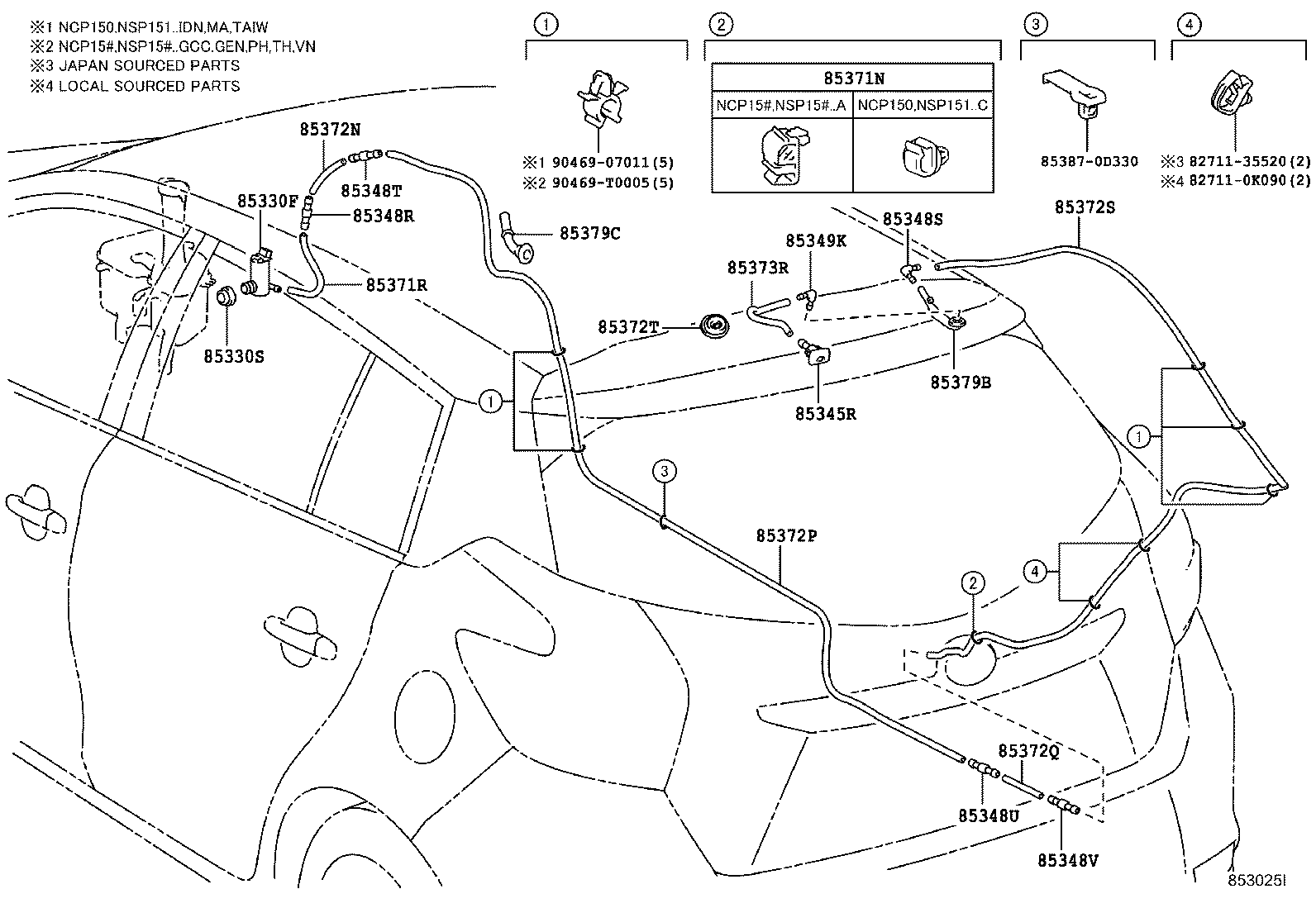 Toyota 85377-0D040 JOINT, REAR WASHER ELBOW, NO.1