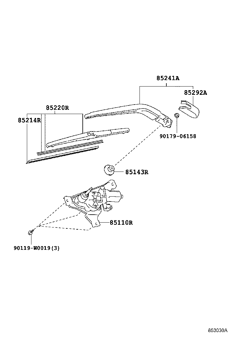 Toyota 85241-0D080 ARM, REAR WIPER