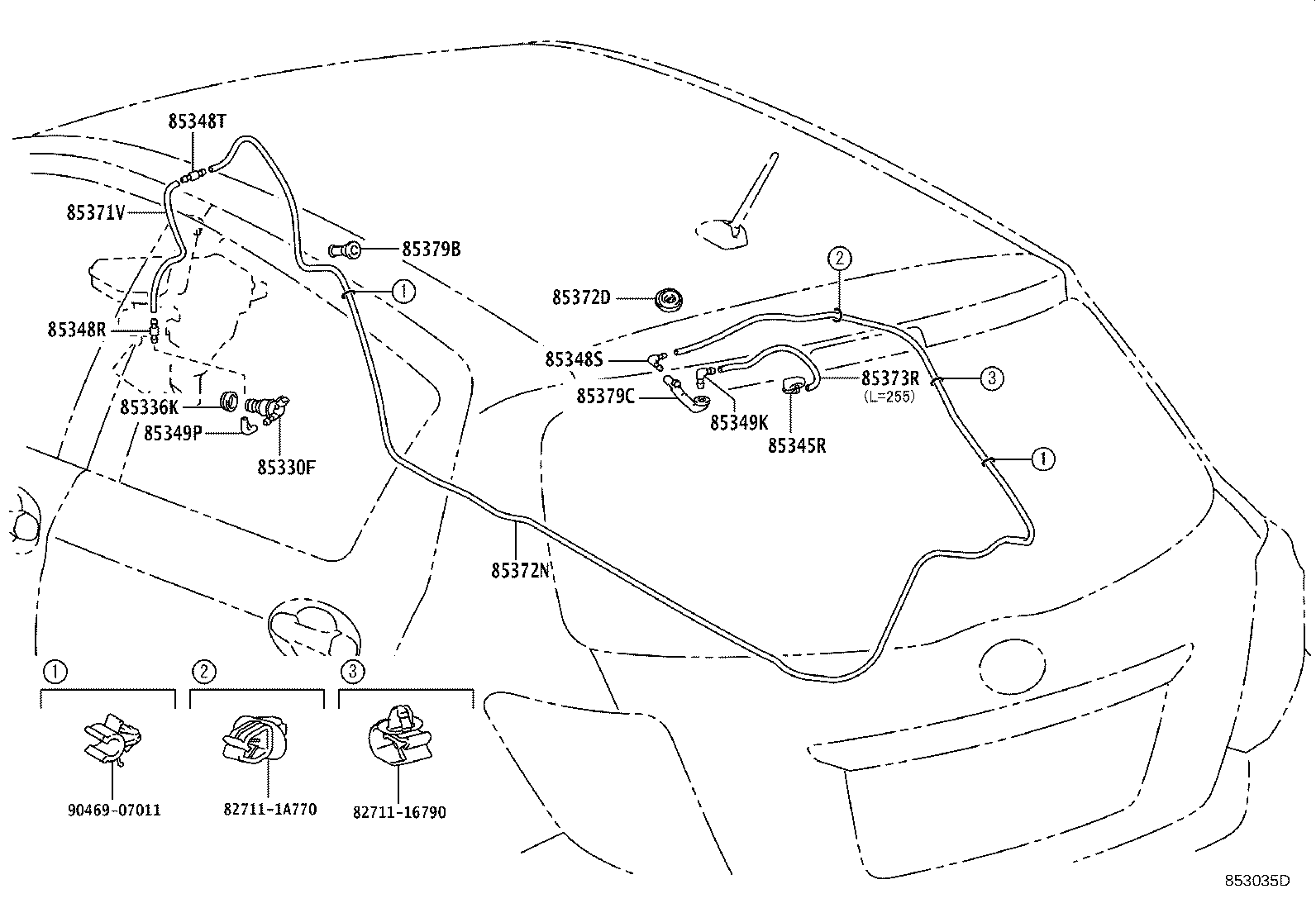 Toyota 90069-46058 HOSE, REAR WASHER (FROM MOTOR TO JOINT)
