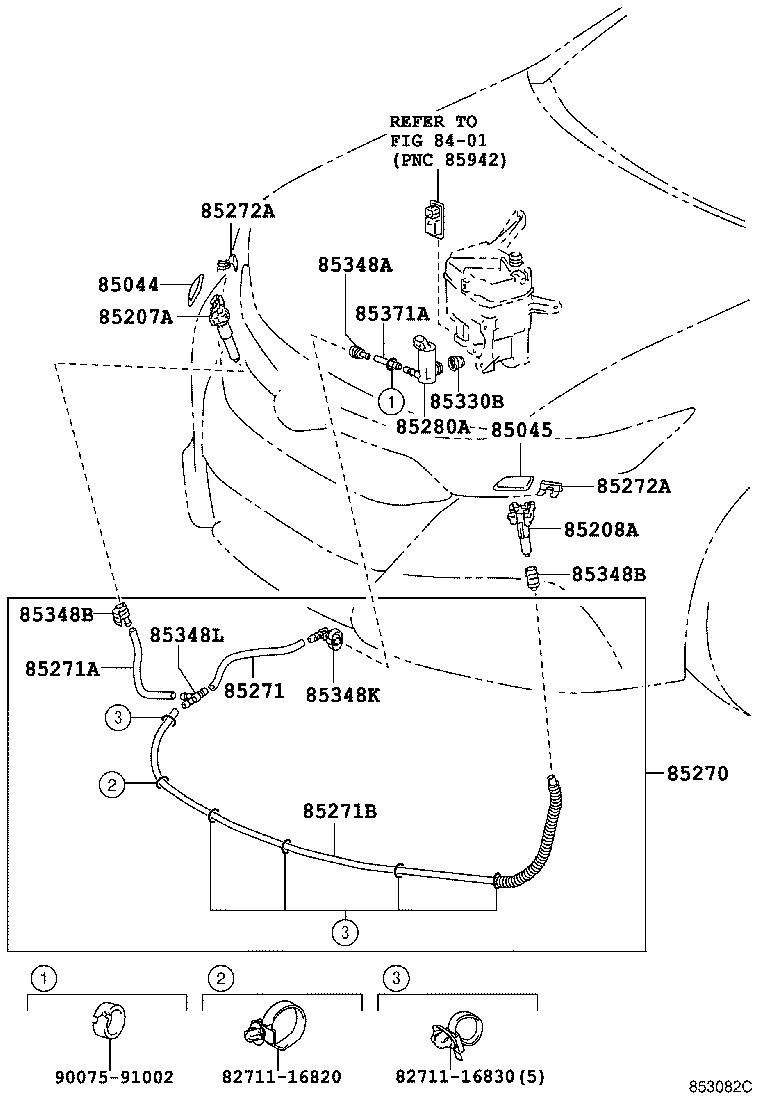 85271-75030 CLEANER ASSY, HEADLAMP product image