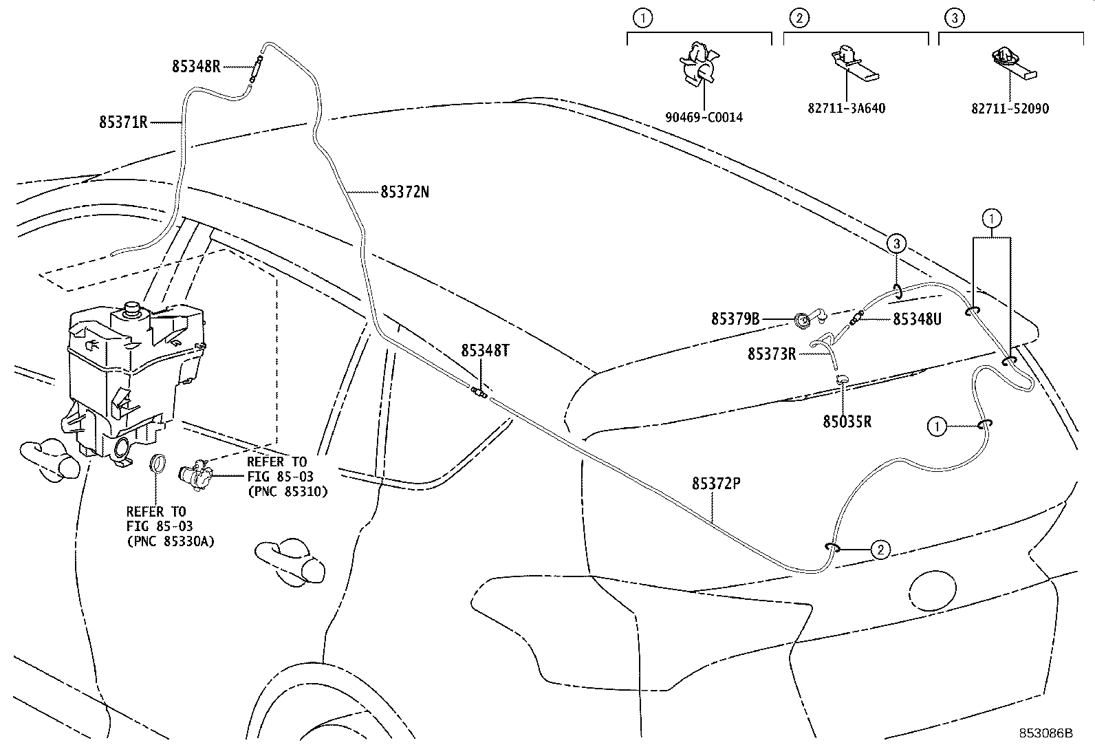 90068-33197 HOSE, REAR WASHER (FROM JOINT TO JOINT), NO.1 product image