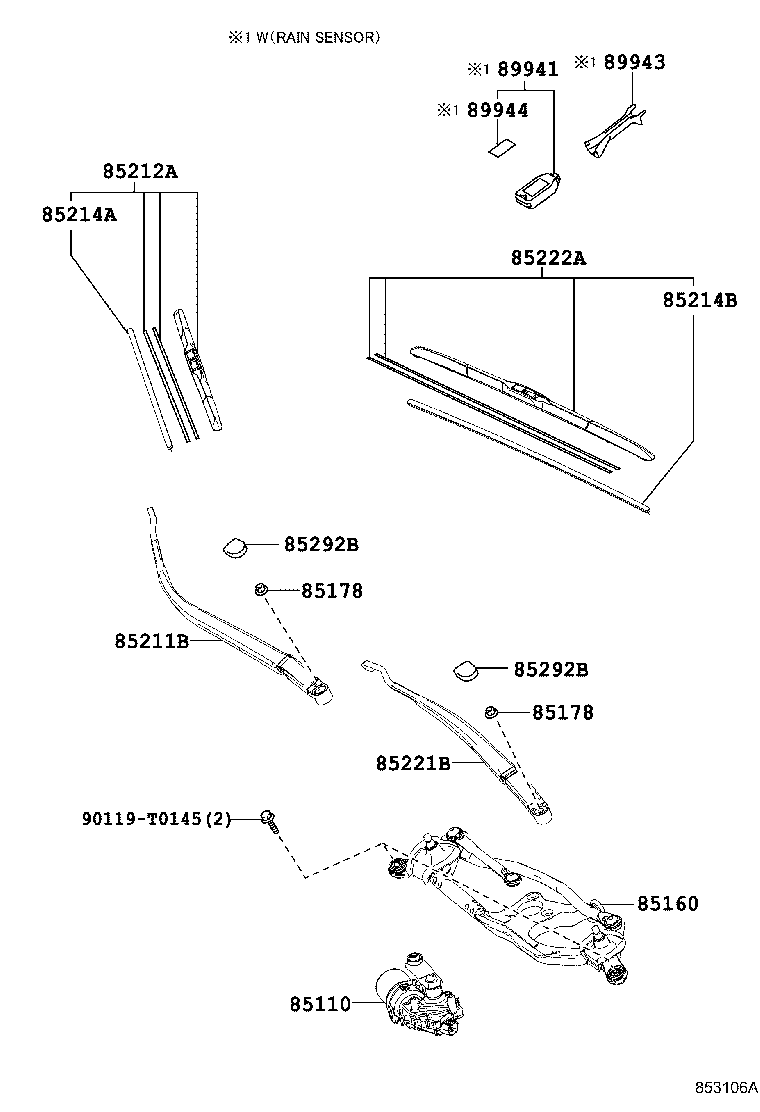 85110-02400 MOTOR ASSY, WINDSHIELD WIPER product image