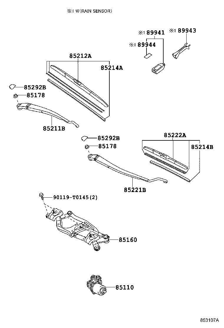 85110-02400 MOTOR ASSY, WINDSHIELD WIPER product image