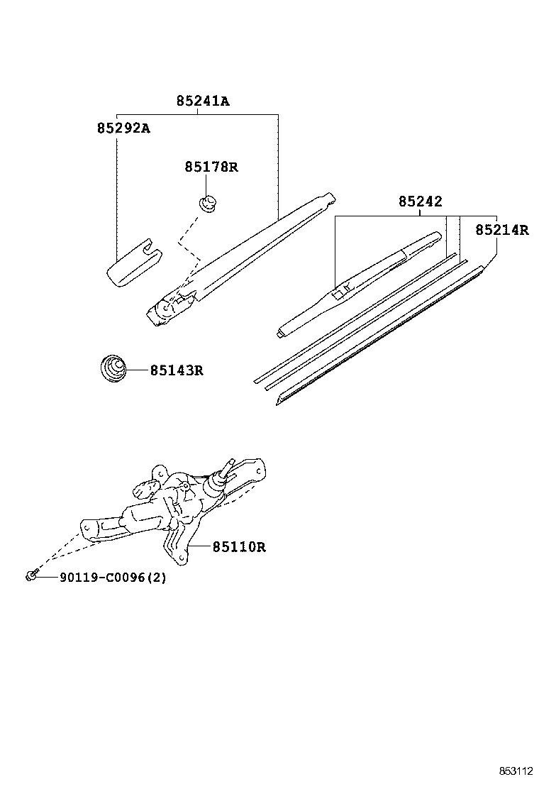 85242-0D050 BLADE, RR WIPER product image