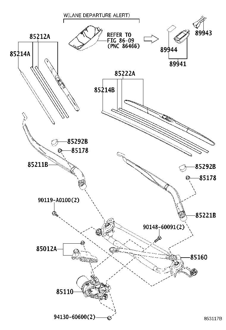 85012-0E010 CRANK SUB-ASSY, FRONT WIPER product image