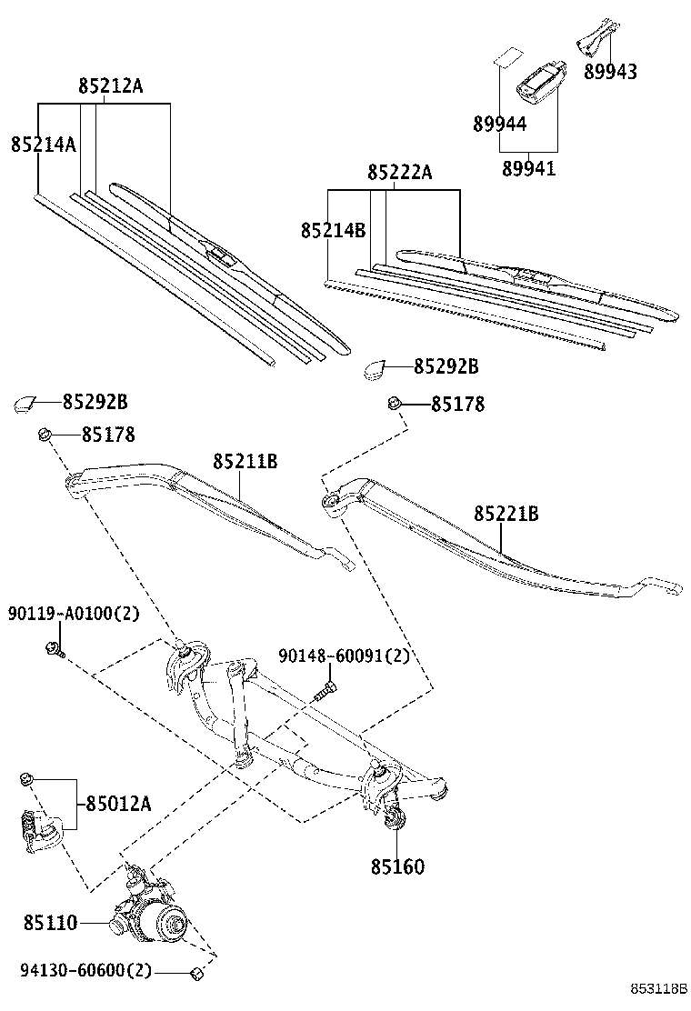 85012-0E010 CRANK SUB-ASSY, FRONT WIPER product image