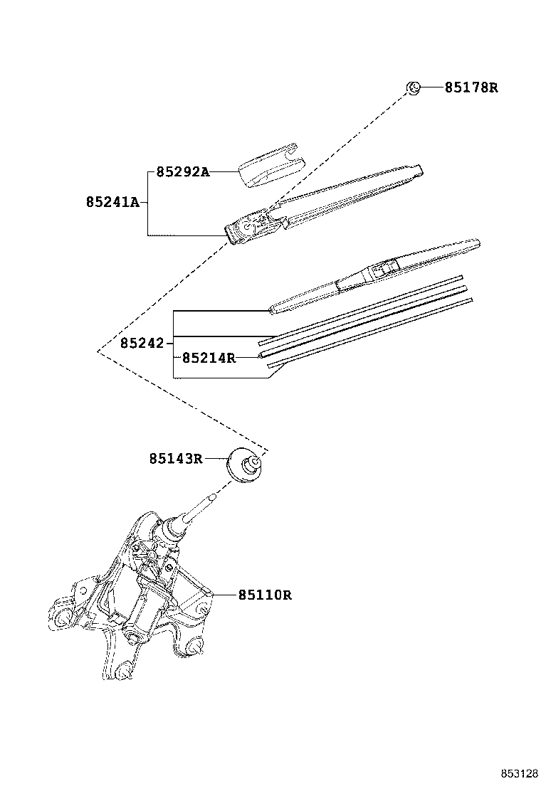 85241-0E060 ARM, REAR WIPER product image