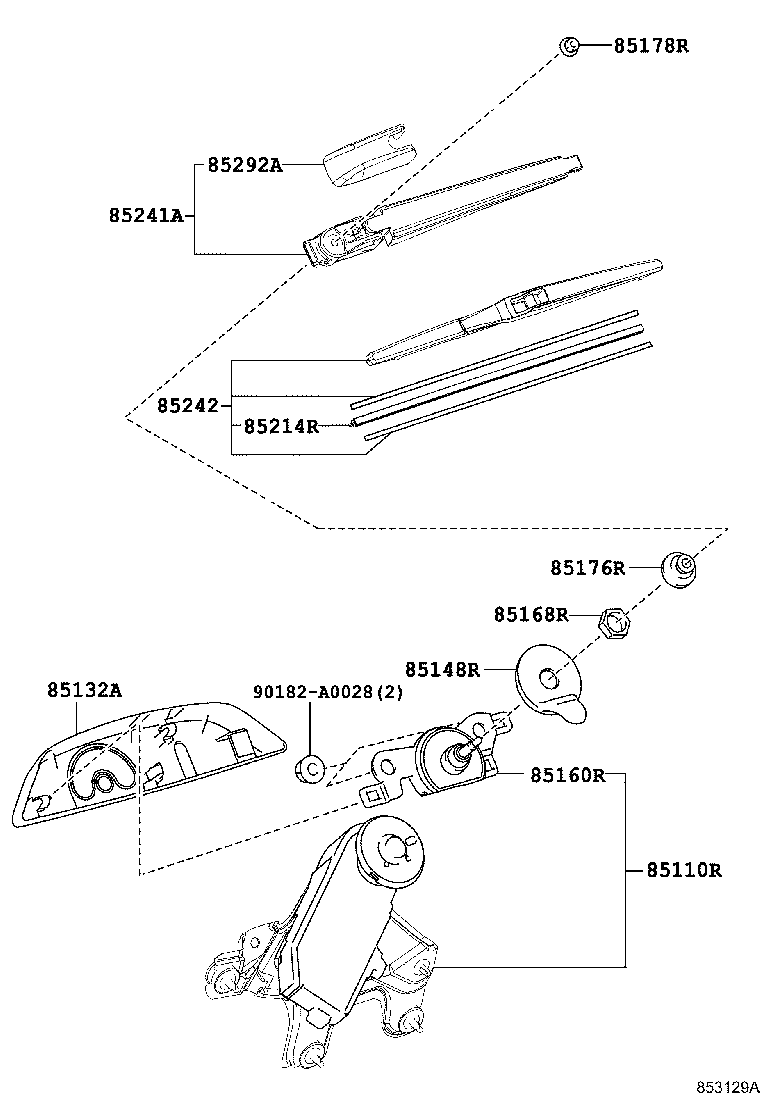 Toyota 85242-0E080 BLADE, RR WIPER