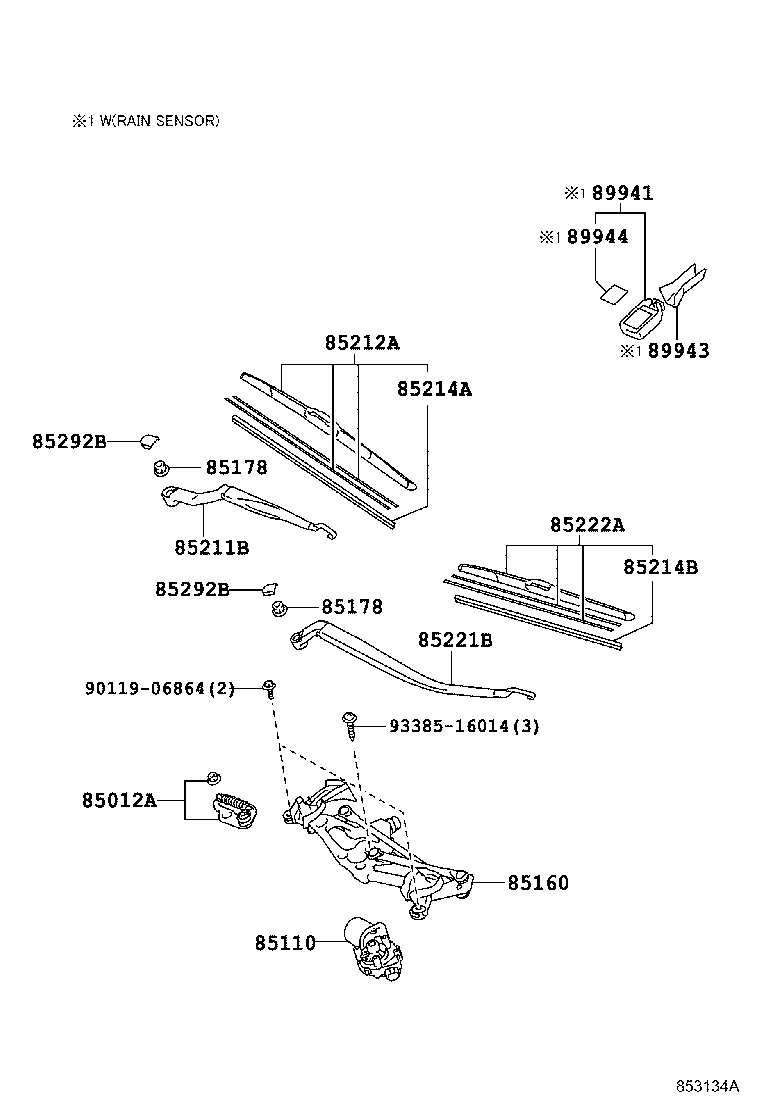 85221-76020 ARM, FRONT WIPER, LH product image