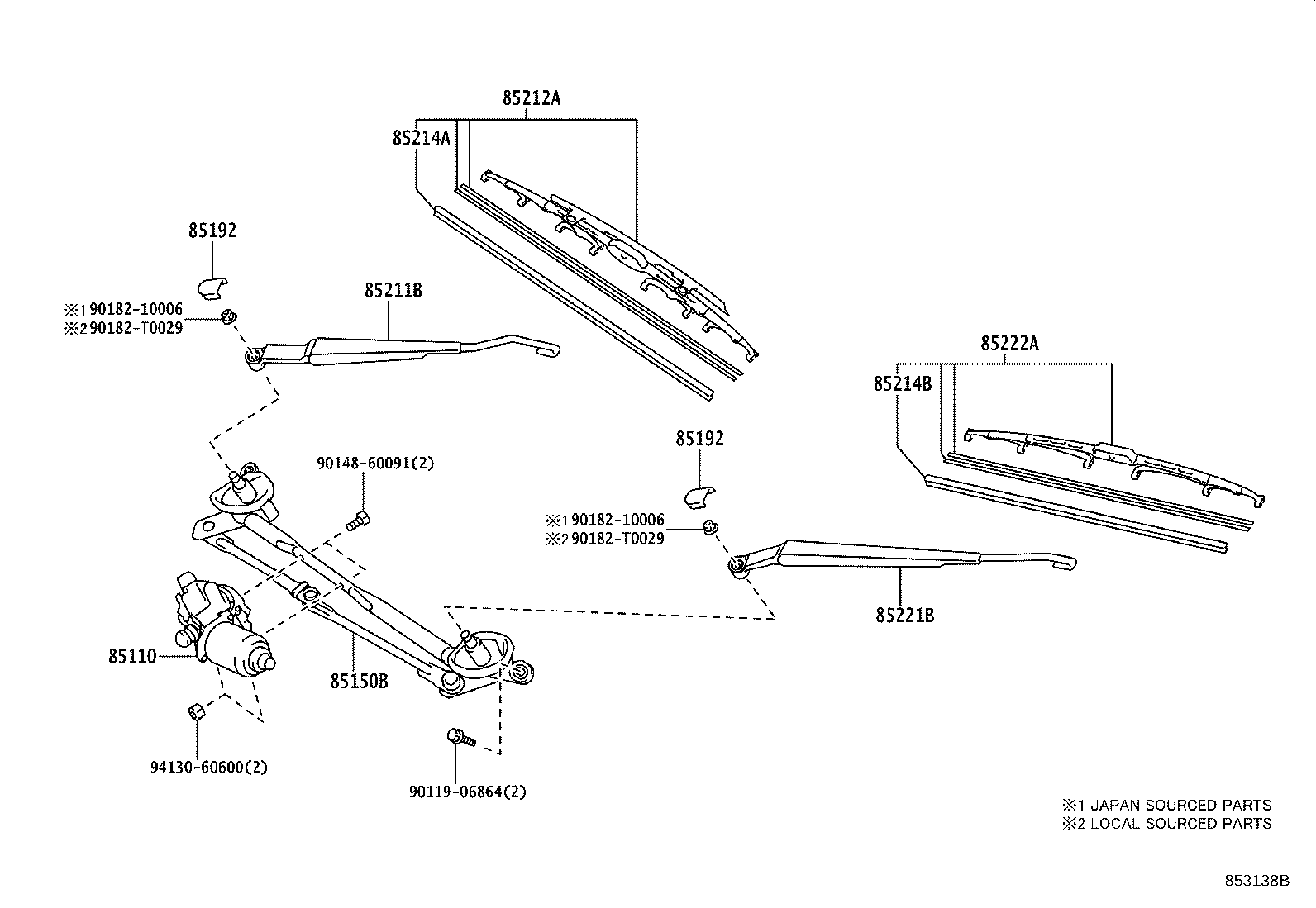 85110-26261 MOTOR ASSY, WINDSHIELD WIPER product image
