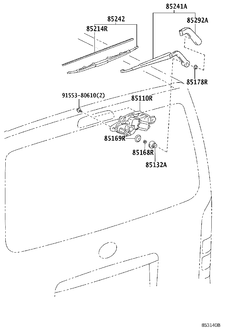 85080-26070 MOTOR ASSY, REAR WIPER product image