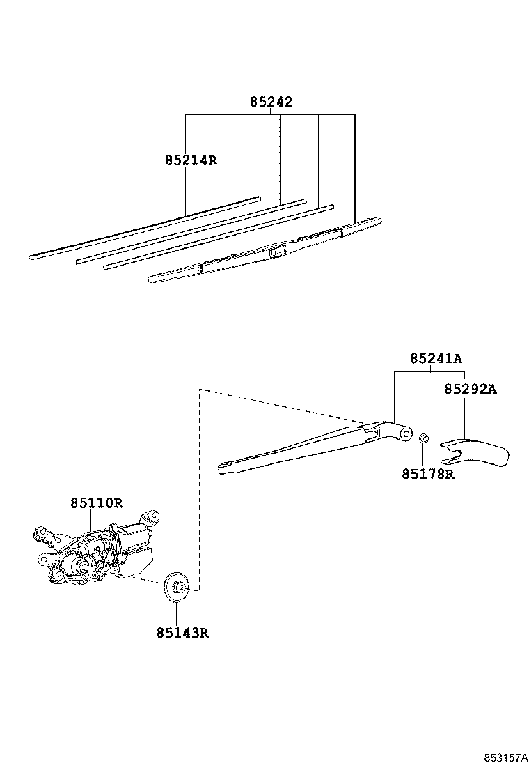 85130-28100 MOTOR ASSY, REAR WIPER product image