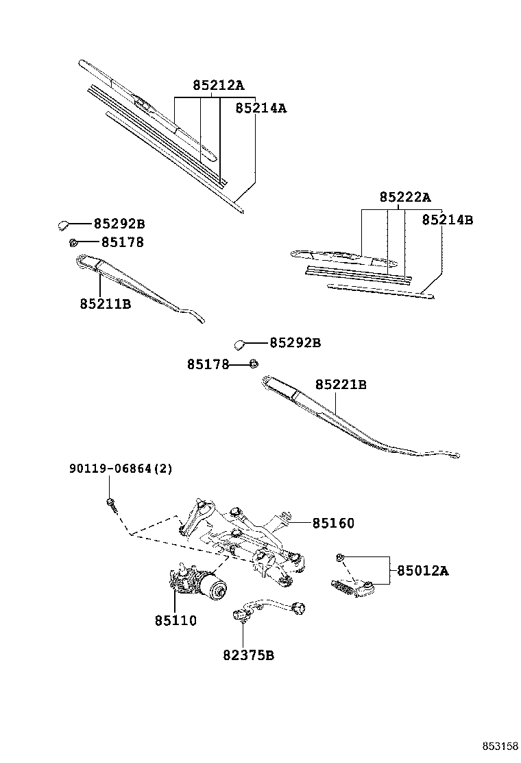 85110-28240 MOTOR ASSY, WINDSHIELD WIPER product image