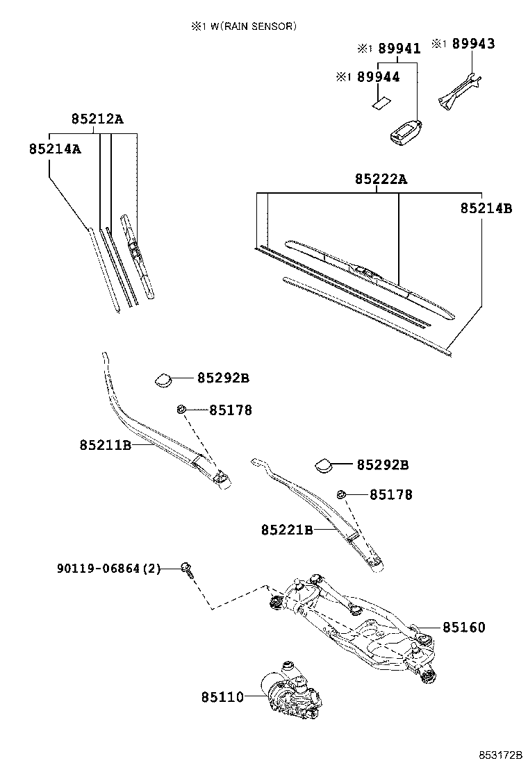 85110-02431 MOTOR ASSY, WINDSHIELD WIPER product image