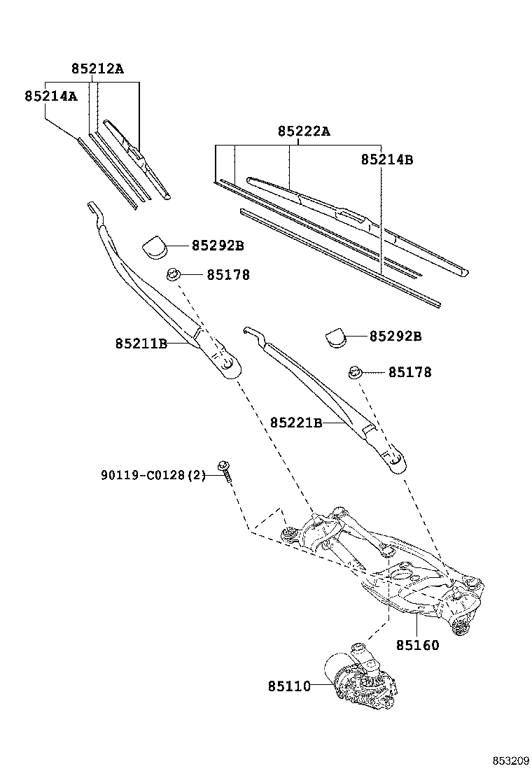 85110-02461 MOTOR ASSY, WINDSHIELD WIPER product image