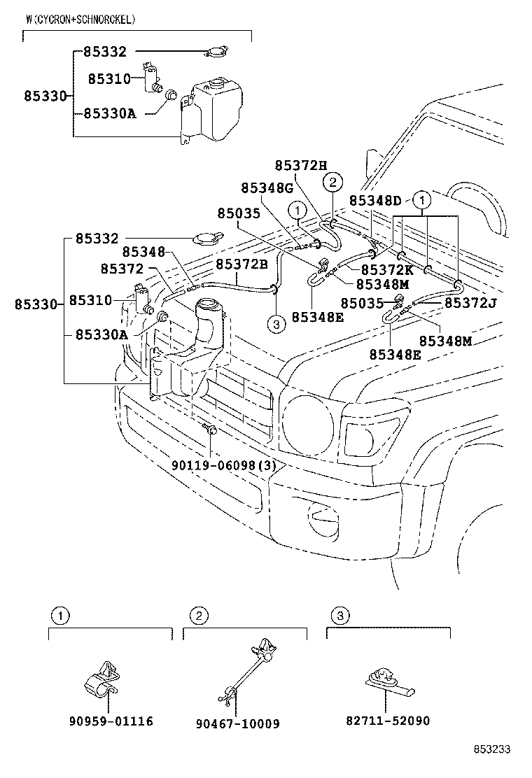 85381-60160 NOZZLE SUB-ASSY, WASHER product image