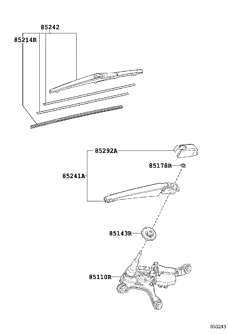 85130-78020 MOTOR ASSY, REAR WIPER product image