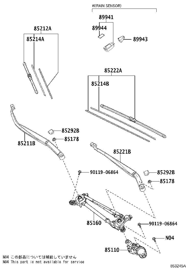 Toyota 85110-78010 MOTOR ASSY, WINDSHIELD WIPER