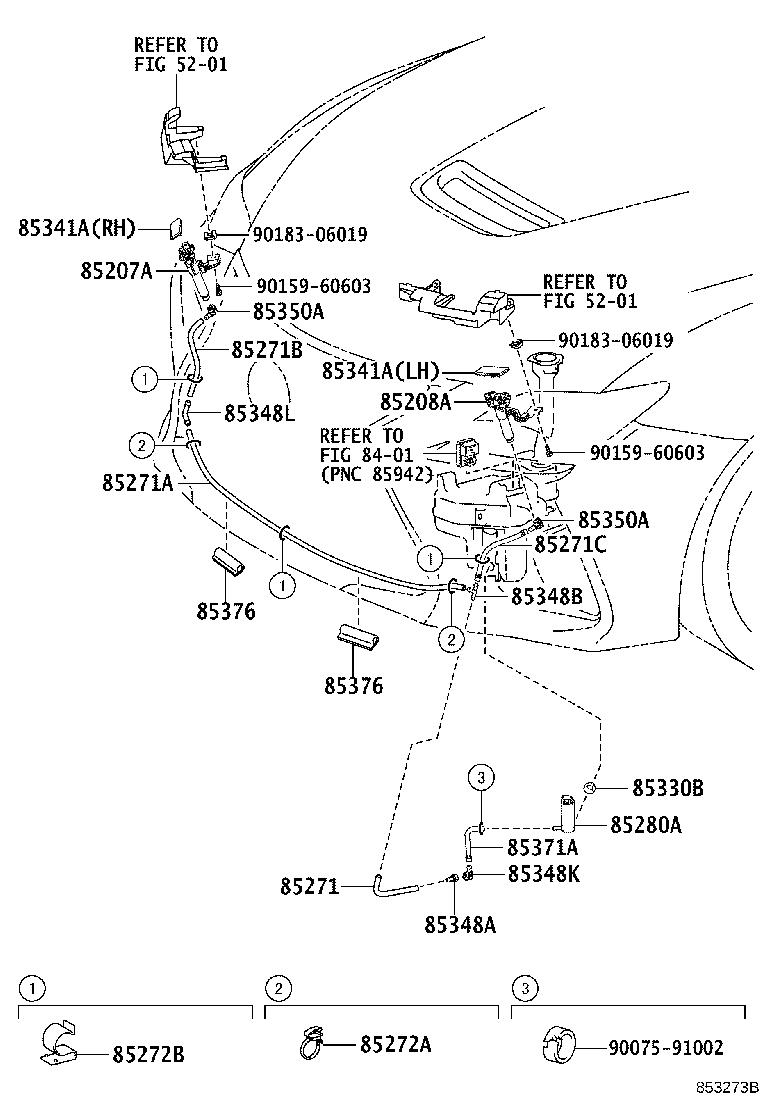 Toyota 85275-30080 HOSE, HEADLAMP CLEANER, NO.2