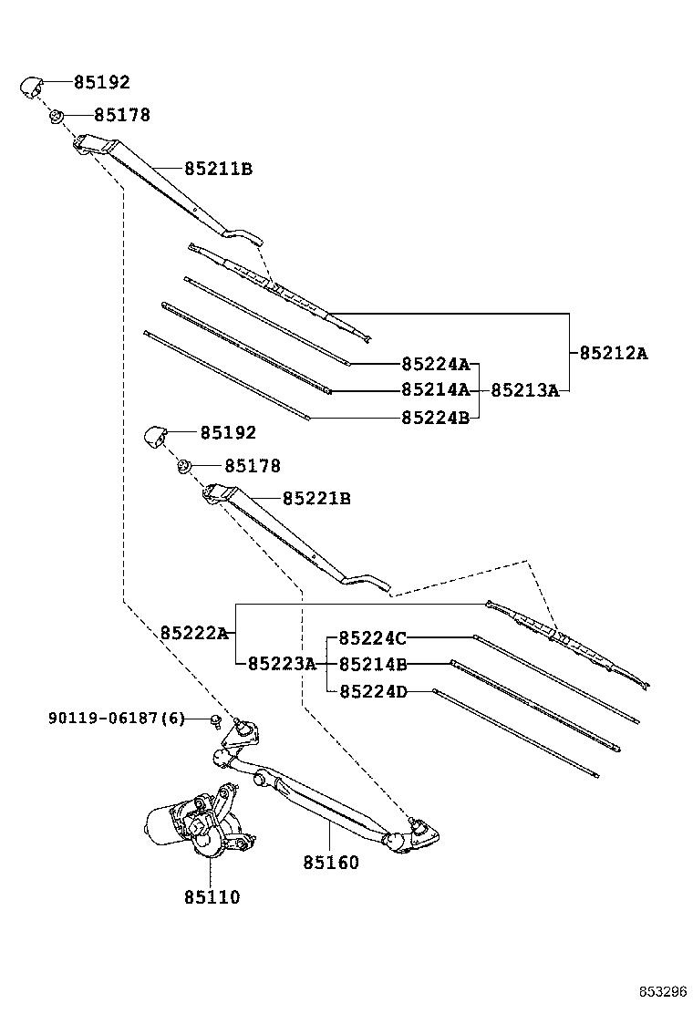 85110-42010 MOTOR ASSY, WINDSHIELD WIPER product image