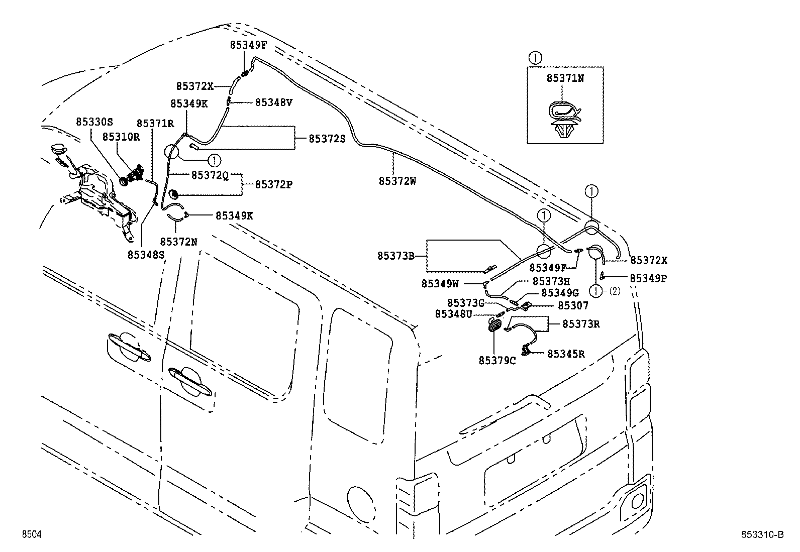 85370-B2G00 HOSE, REAR WASHER (FROM JOINT TO JOINT), NO.2 product image
