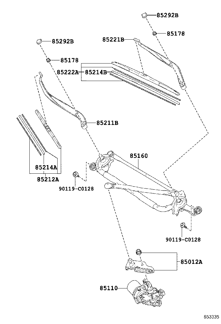 85110-0E080 MOTOR ASSY, WINDSHIELD WIPER product image