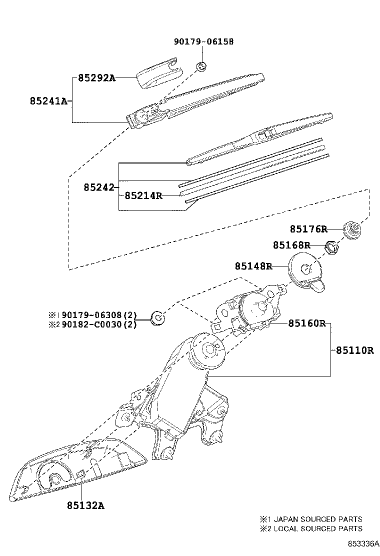 85242-0E090 BLADE, RR WIPER product image