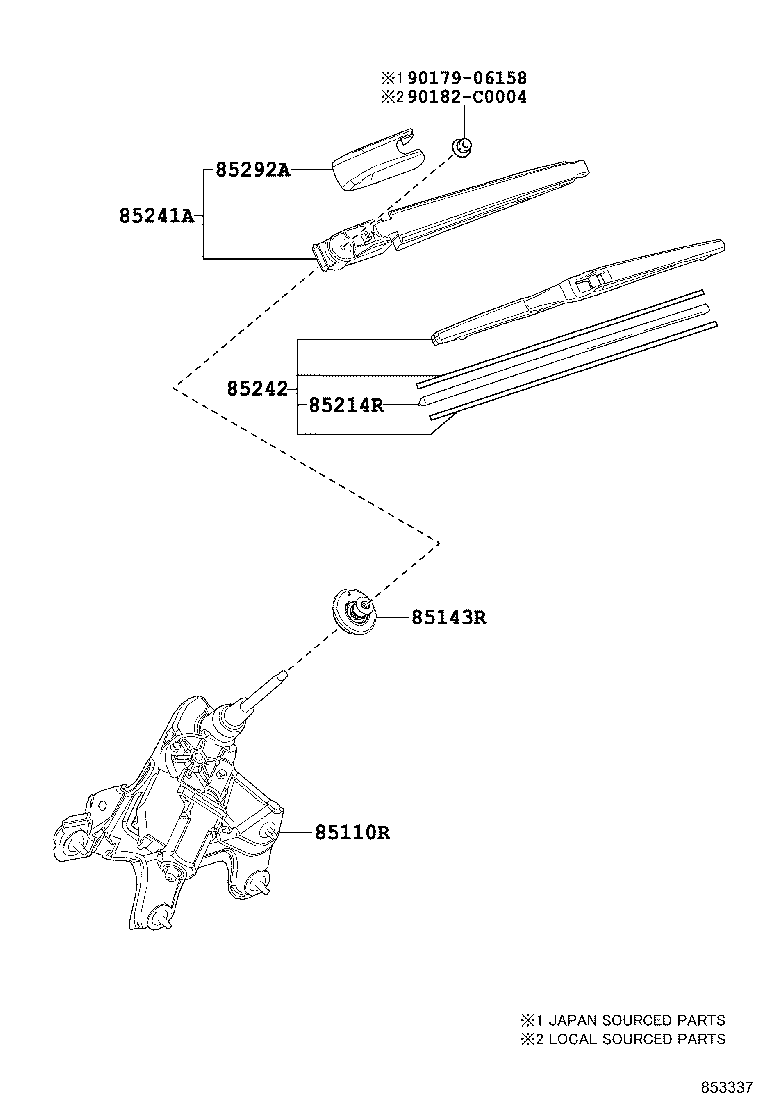 85242-0E090 BLADE, RR WIPER product image